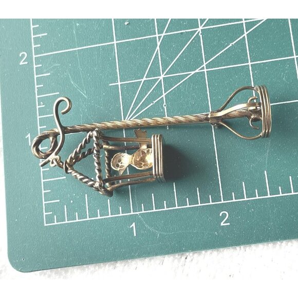 1940s Walter Lampl Gold Filled Brooch Swinging Bird Cage RARE FIND - Picture 8 of 8